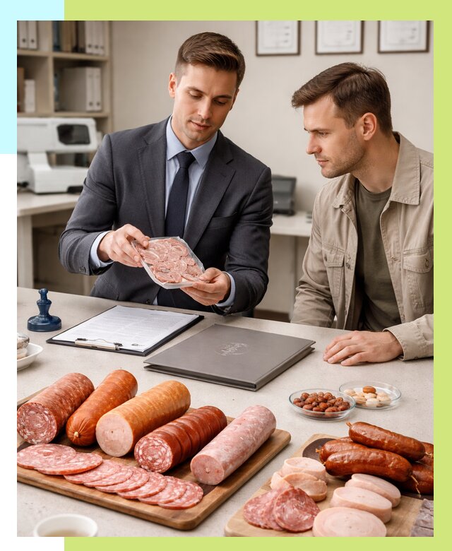 Сертификация колбасных изделий в Кимовске от 7731 р. | Алешин-Кмв