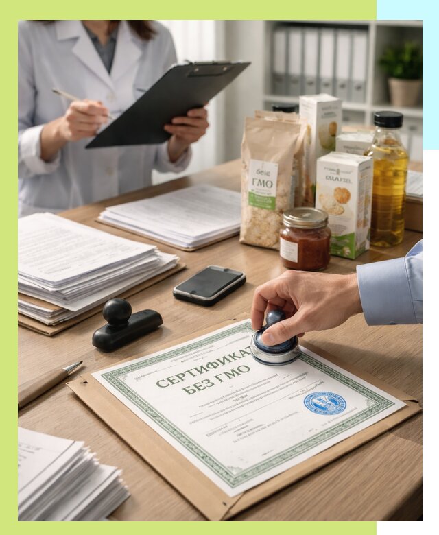 Получение сертификата Без ГМО для продукции в Кимовске